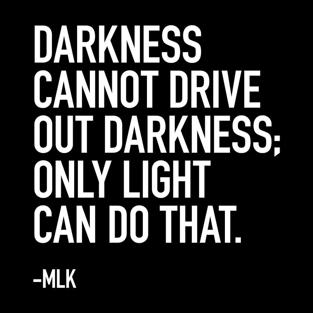 Darkness cannot drive out darkness; only light can do that. –MLK